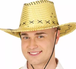 Cappello da cowboy per adulto con paillettes in vari colori