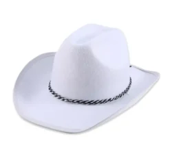 Cappello da cowboy per adulto in cordoncino bianco nero