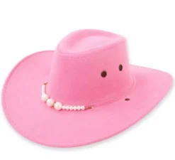 Cappello da cowboy rosa per adulti con perline
