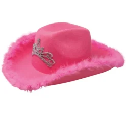 Cappello da Cowgirl Rosa con Boa