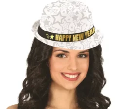 "Cappello da gangster bianco ""Buon Anno"""