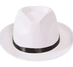 Cappello da gangster bianco con banda nera
