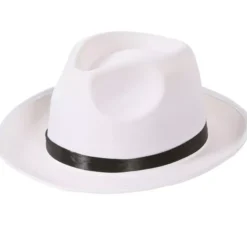 Cappello da gangster bianco con banda nera