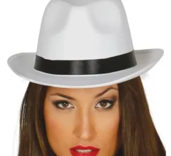 Cappello da gangster bianco con banda nera