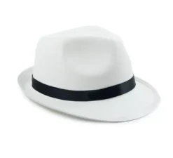 Cappello da gangster bianco con nastro nero