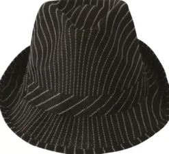Cappello da gangster nero a righe bianche