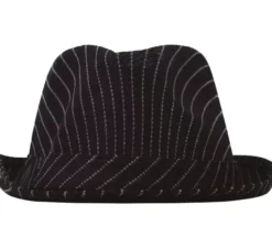 Cappello da gangster nero a righe bianche