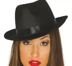 Cappello da gangster nero con fascia nera