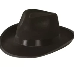 Cappello da gangster nero con fascia nera