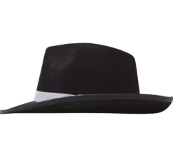 Cappello da gangster nero con nastro bianco
