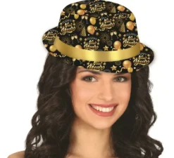 Cappello da gangster nero e oro per il nuovo anno