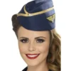 Cappello da hostess commerciale volo blu con badge