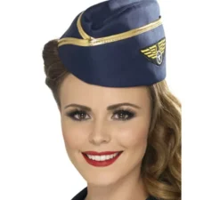 Cappello da hostess commerciale volo blu con badge