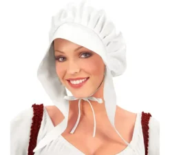 Cappello da nubile medievale bianco per adulti