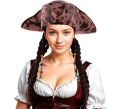 Cappello da pirata adulto con trecce lunghe