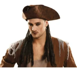 Cappello da pirata marrone con i dreadlocks