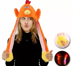 Cappello da pollo con orecchie mobili e luce
