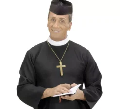 Cappello da prete in feltro nero per adulto