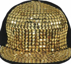Cappello da rapper per adulti con rivetti dorati