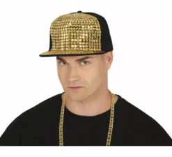 Cappello da rapper per adulti con rivetti dorati