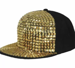 Cappello da rapper per adulti con rivetti dorati