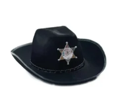 Cappello da sceriffo nero con distintivo per adulti