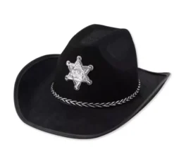 Cappello da sceriffo nero con distintivo per adulti