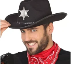 Cappello da sceriffo nero con stella