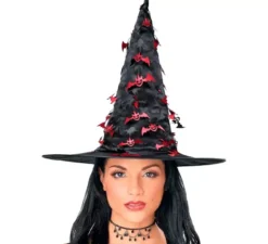 Cappello da strega con pipistrello appeso