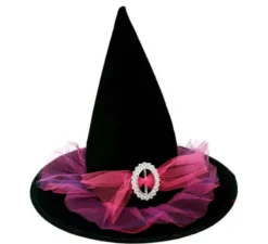Cappello da strega con tulle rosa 58 cm