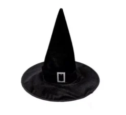 Cappello da strega in velluto nero con evilla