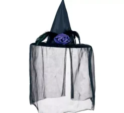 Cappello da strega nero con velo