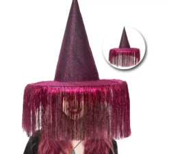 Cappello da strega viola con frange