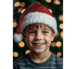 Cappello di Babbo Natale scintillante di lusso per bambini