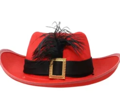 Cappello di feltro da moschettiere rosso