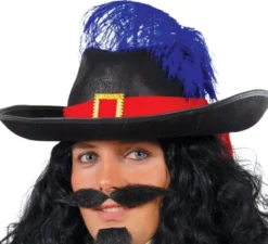 Cappello di feltro nero da moschettiere