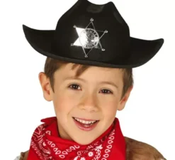Cappello di feltro nero da sceriffo per bambini