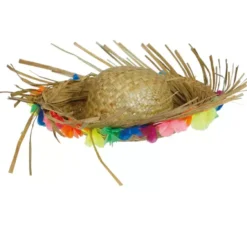 Cappello di paglia con fiori tropicali