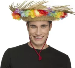 Cappello di paglia spiaggia con fiori