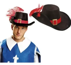 Cappello di velluto moschettiere con piuma