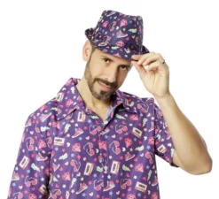Cappello Fedora lilla da uomo anni '90