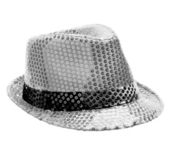 Cappello Gangster con paillettes grigie e fascia nera