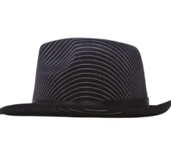 Cappello gangster nero a strisce bianche con banda nera