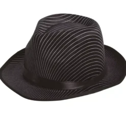 Cappello gangster nero a strisce bianche con banda nera