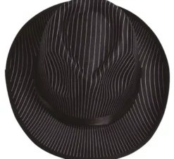 Cappello gangster nero a strisce bianche con banda nera