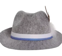 Cappello grigio tirolese con nastro blu