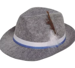 Cappello grigio tirolese con nastro blu