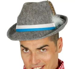 Cappello grigio tirolese con nastro blu