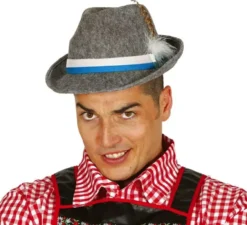 Cappello grigio tirolese con nastro blu