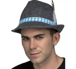 Cappello grigio tirolese con piume
